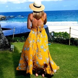 Jaase Yellow Floral Maxi Dress